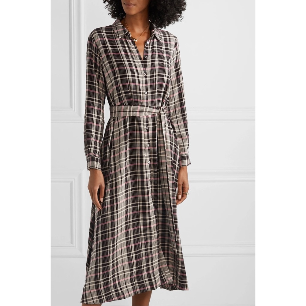 SOLD HATCH Checked Plaid Woven Midi Dress Sz 1 - Picture 3 of 10